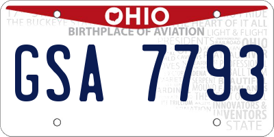OH license plate GSA7793