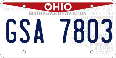 OH license plate GSA7803