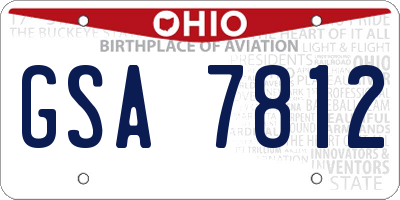 OH license plate GSA7812