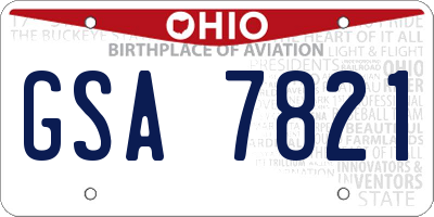 OH license plate GSA7821