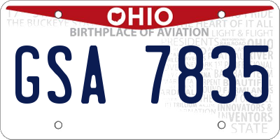 OH license plate GSA7835