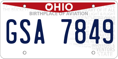 OH license plate GSA7849