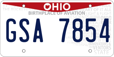 OH license plate GSA7854