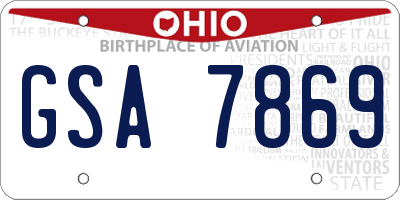 OH license plate GSA7869