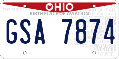 OH license plate GSA7874