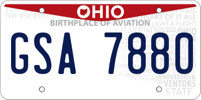 OH license plate GSA7880