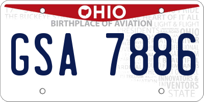 OH license plate GSA7886