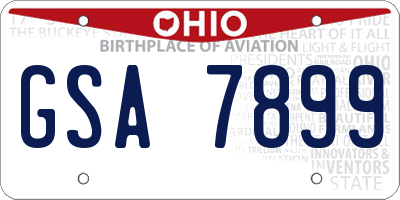 OH license plate GSA7899