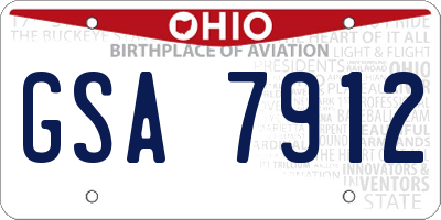 OH license plate GSA7912
