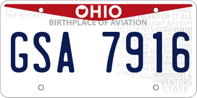 OH license plate GSA7916