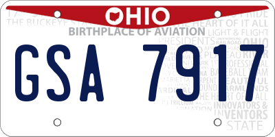 OH license plate GSA7917