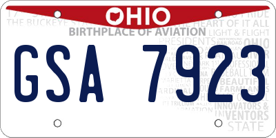 OH license plate GSA7923