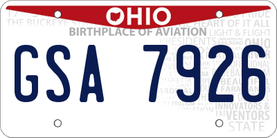 OH license plate GSA7926