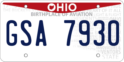 OH license plate GSA7930