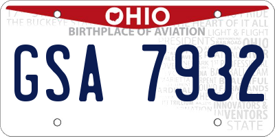 OH license plate GSA7932