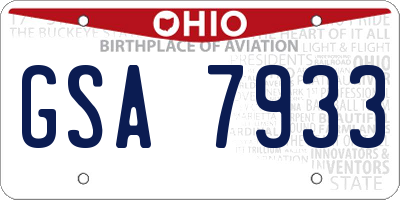 OH license plate GSA7933