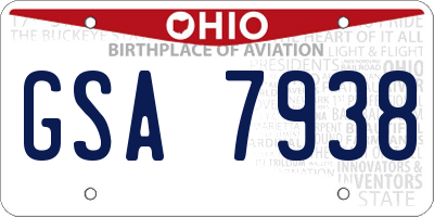OH license plate GSA7938