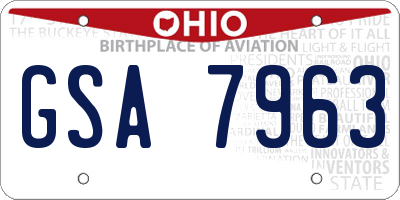 OH license plate GSA7963