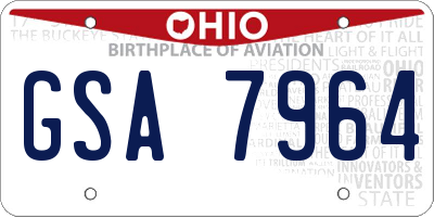 OH license plate GSA7964