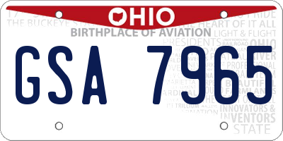 OH license plate GSA7965