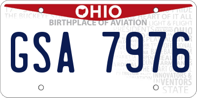 OH license plate GSA7976