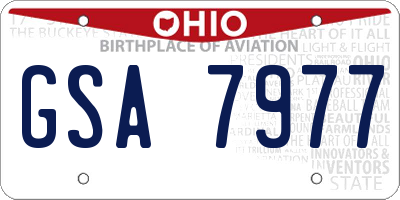 OH license plate GSA7977