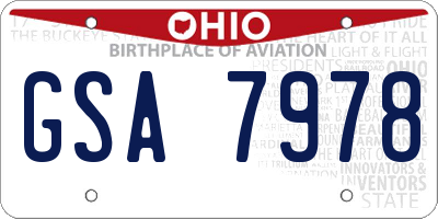 OH license plate GSA7978