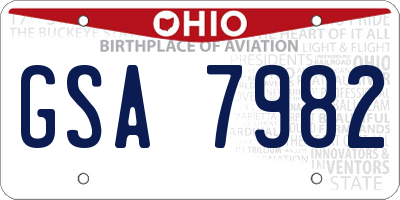OH license plate GSA7982