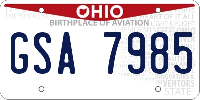 OH license plate GSA7985