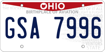 OH license plate GSA7996
