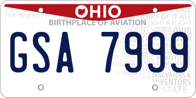 OH license plate GSA7999
