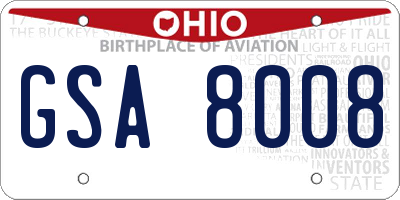 OH license plate GSA8008
