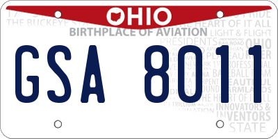 OH license plate GSA8011