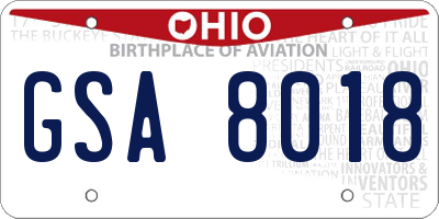 OH license plate GSA8018