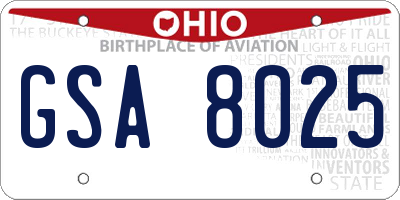 OH license plate GSA8025