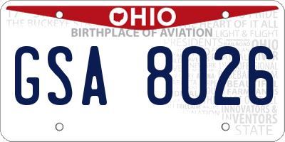 OH license plate GSA8026