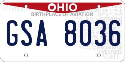 OH license plate GSA8036