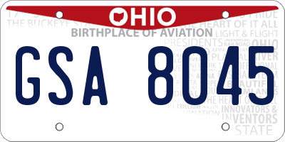 OH license plate GSA8045