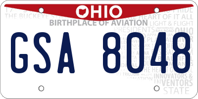 OH license plate GSA8048