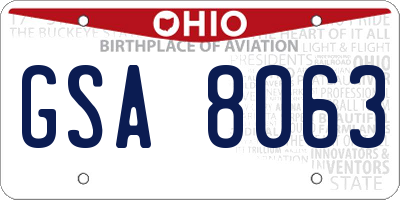 OH license plate GSA8063