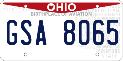 OH license plate GSA8065
