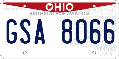 OH license plate GSA8066