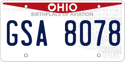 OH license plate GSA8078