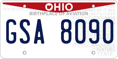 OH license plate GSA8090