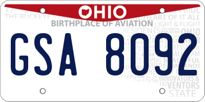 OH license plate GSA8092