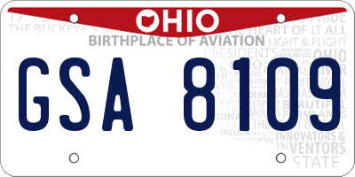 OH license plate GSA8109