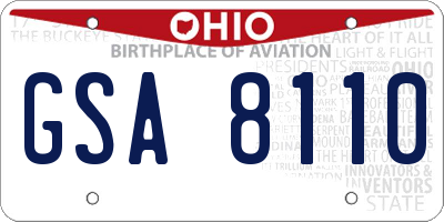 OH license plate GSA8110
