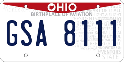 OH license plate GSA8111