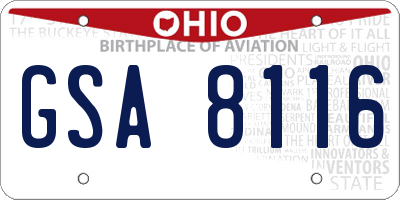 OH license plate GSA8116