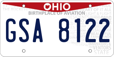 OH license plate GSA8122